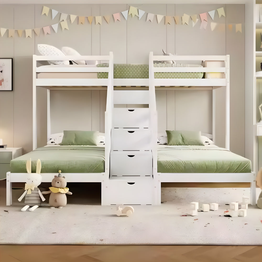 Lit superposé 3 couchages avec rangements en pin Tilda Kids