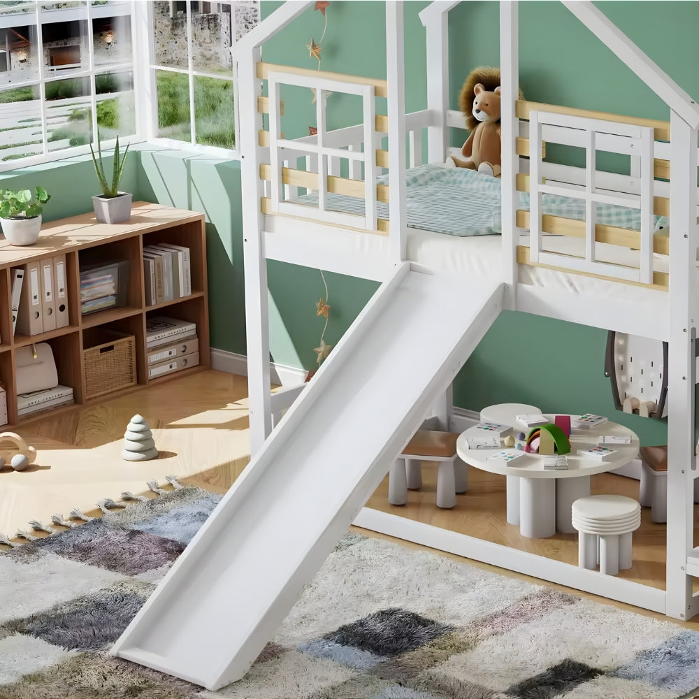 Lit superposé cabane avec toboggan pour enfant Tilda Kids