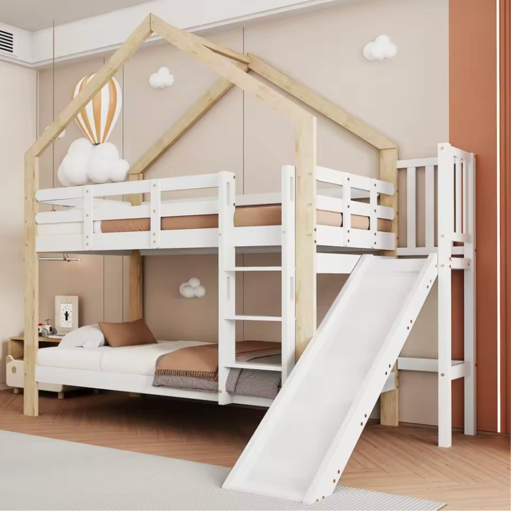 Lit superposé cabane avec toboggan Tilda Kids