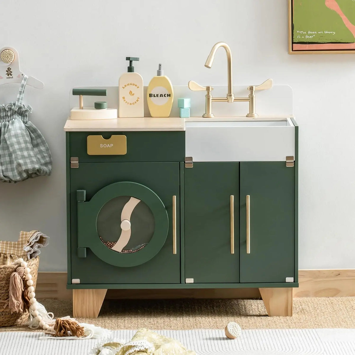 Machine à laver enfant en bois vert foncé Tilda Kids