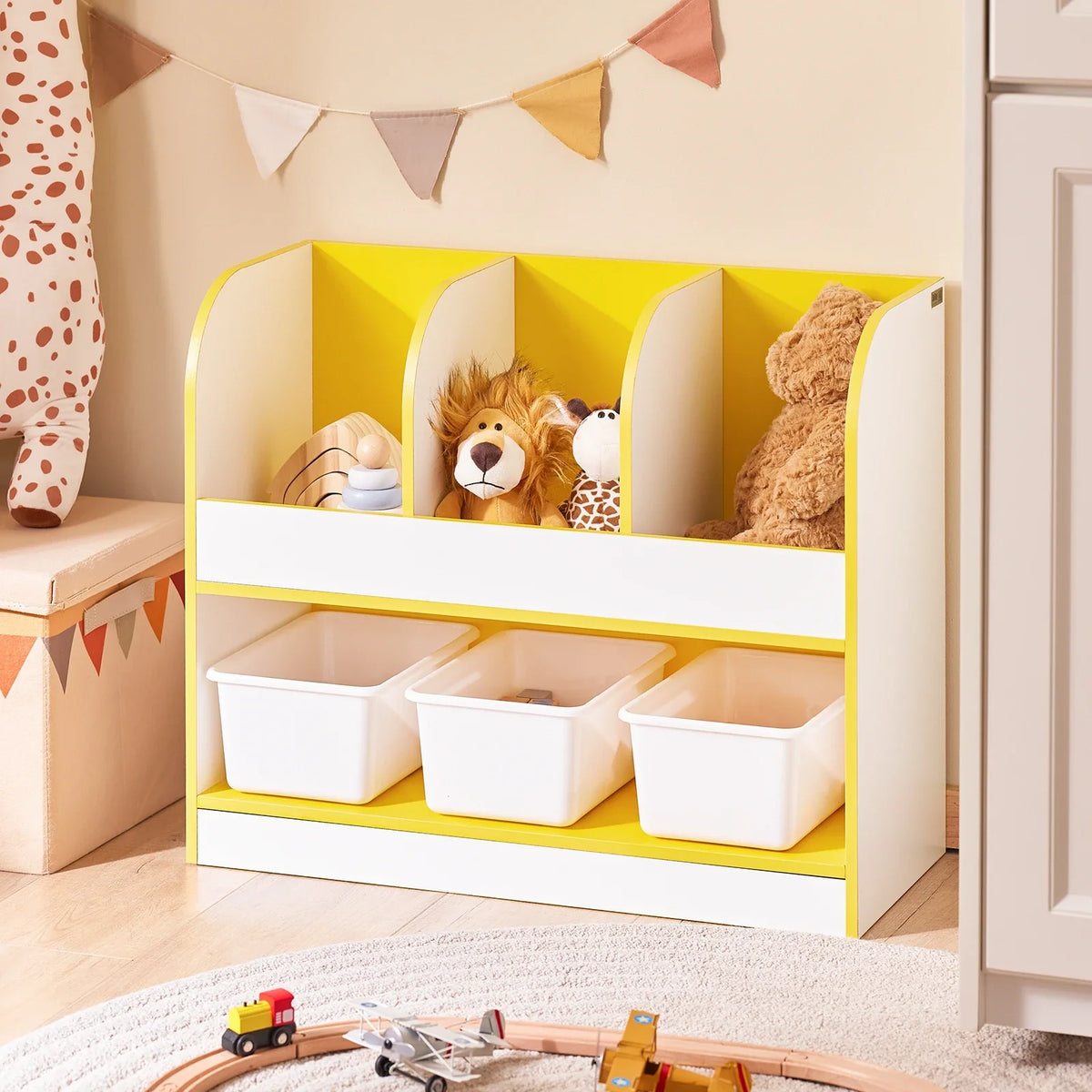 Meuble de rangement enfant jaune avec bacs amovibles Tilda Kids