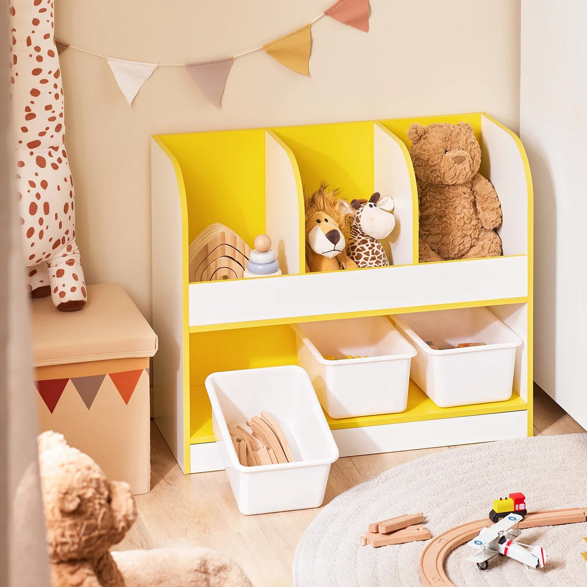 Meuble de rangement enfant jaune avec bacs amovibles Tilda Kids